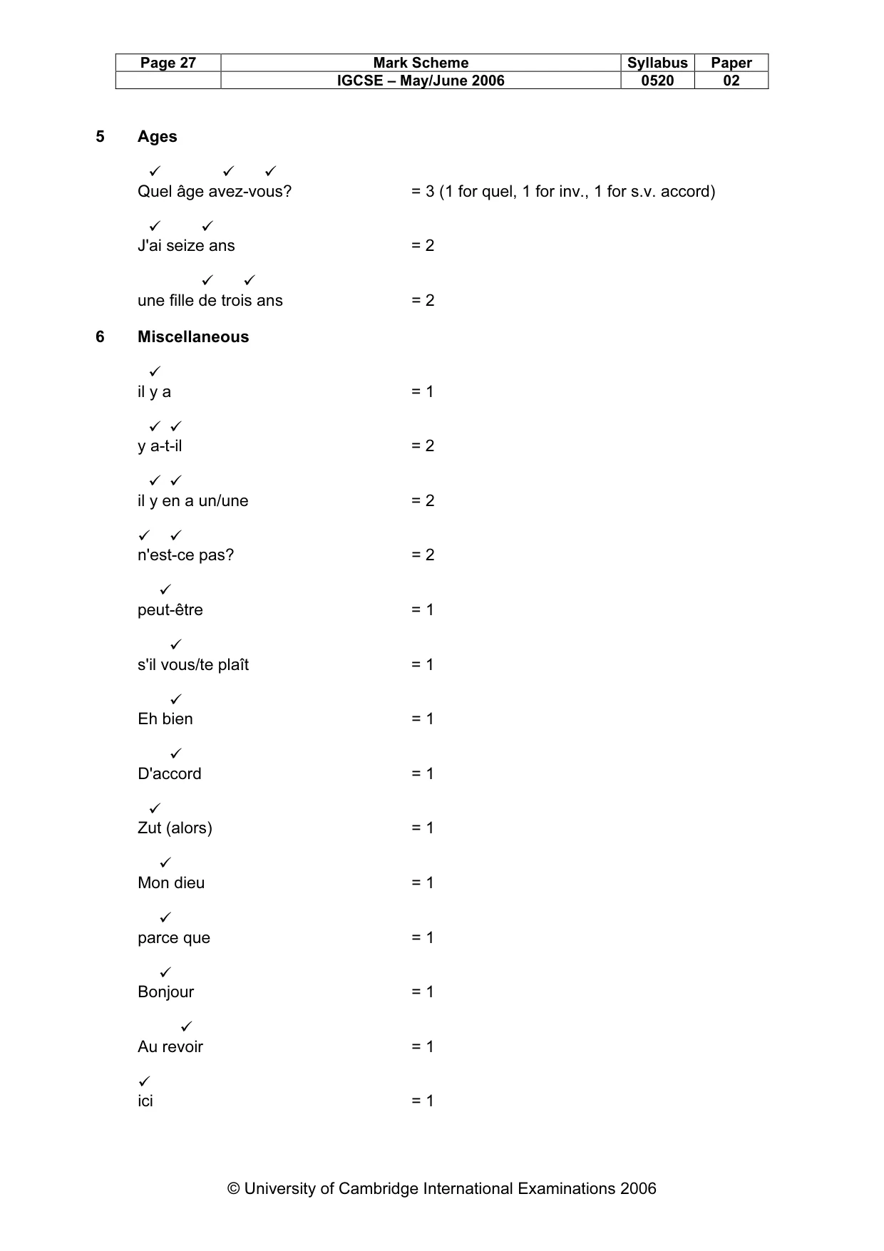 Mark scheme, page 27 of 30