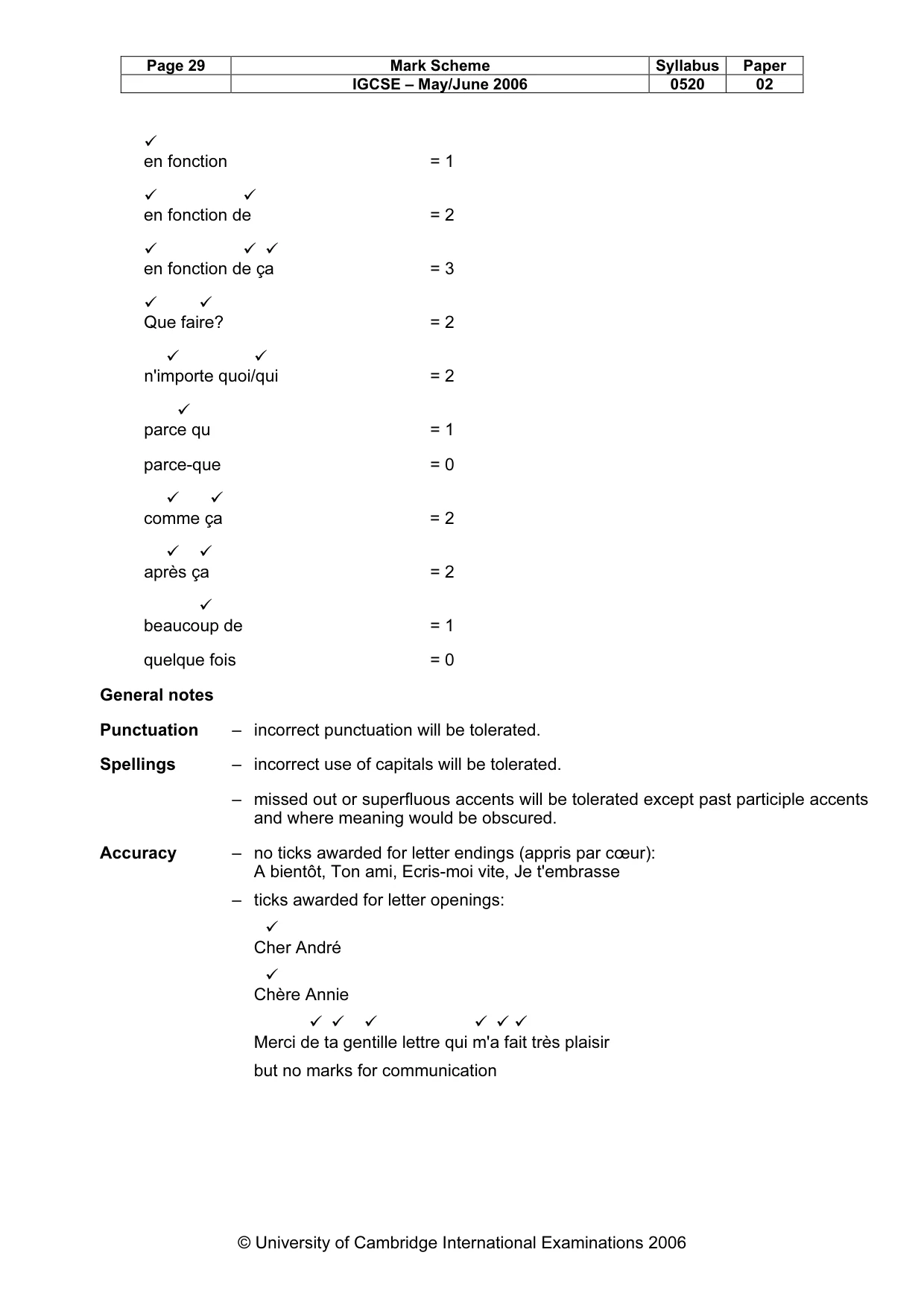 Mark scheme, page 29 of 30