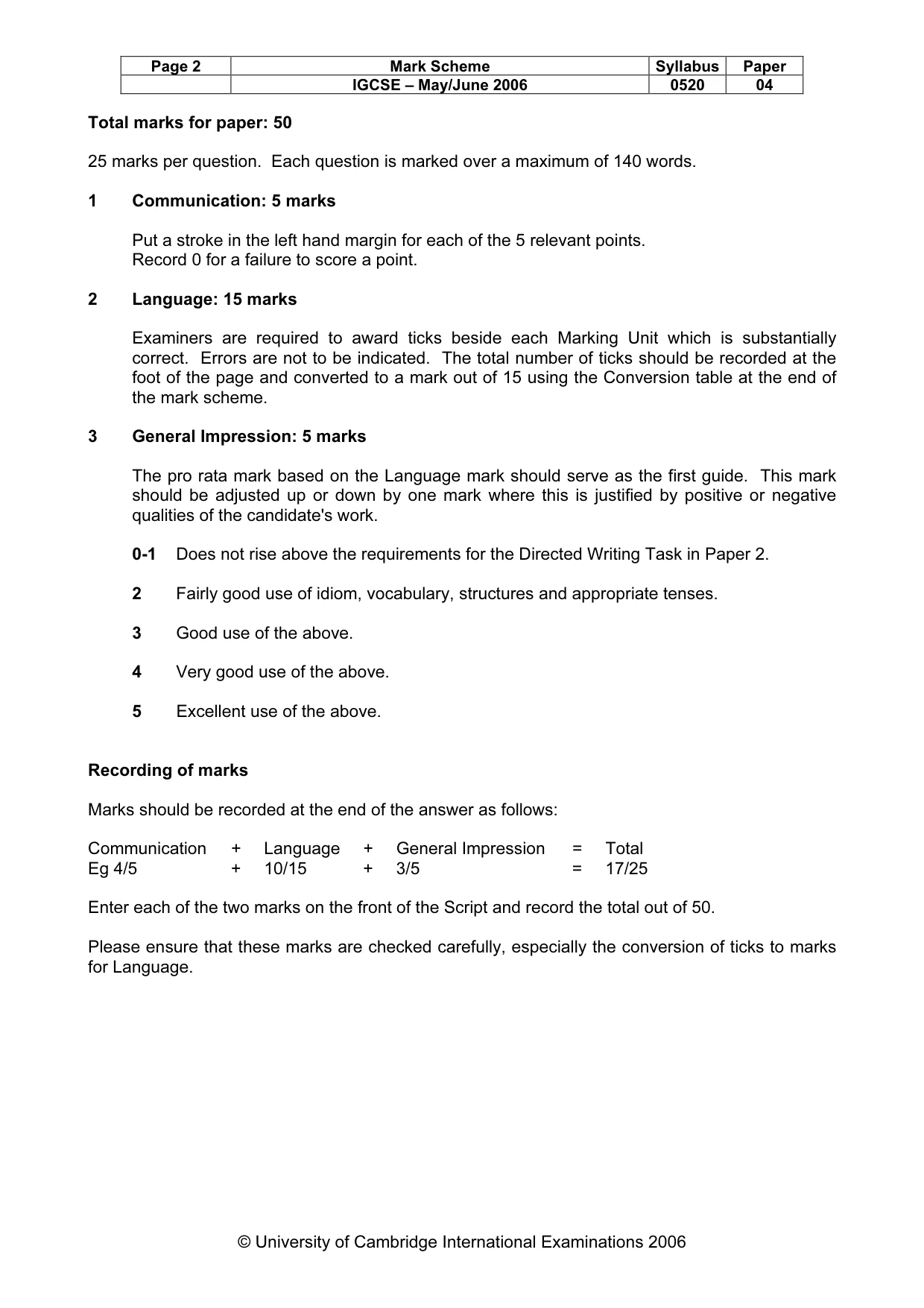 Mark scheme, page 2 of 16