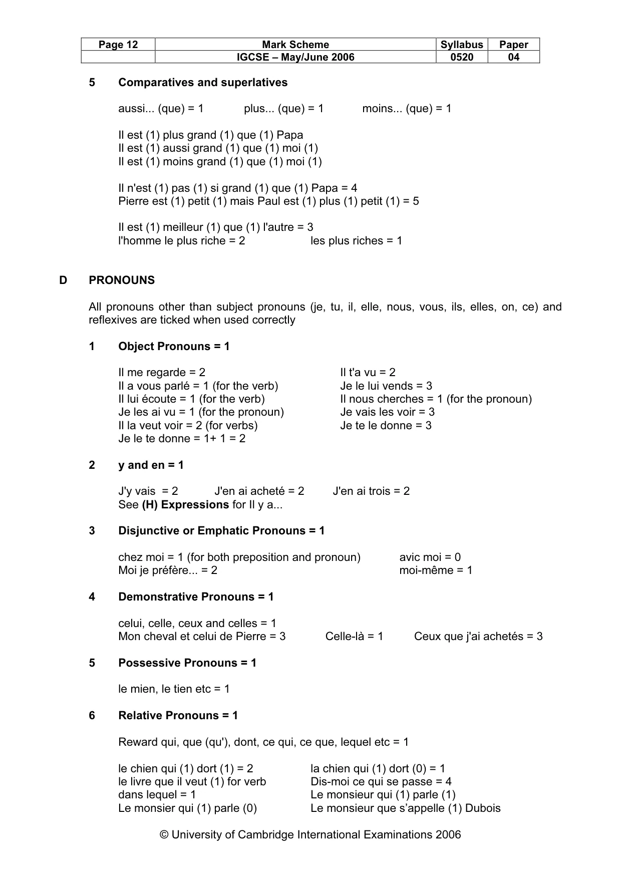 Mark scheme, page 12 of 16