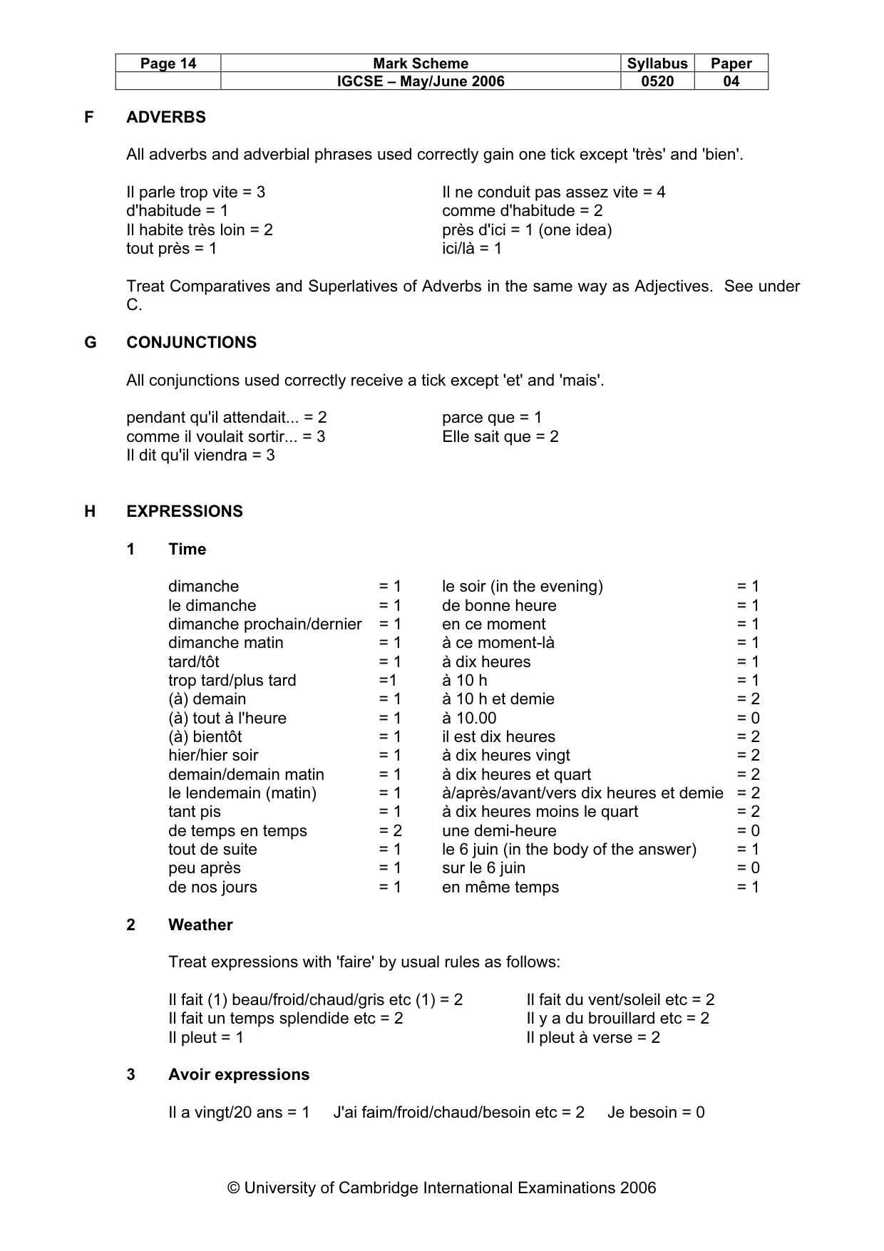 Mark scheme, page 14 of 16