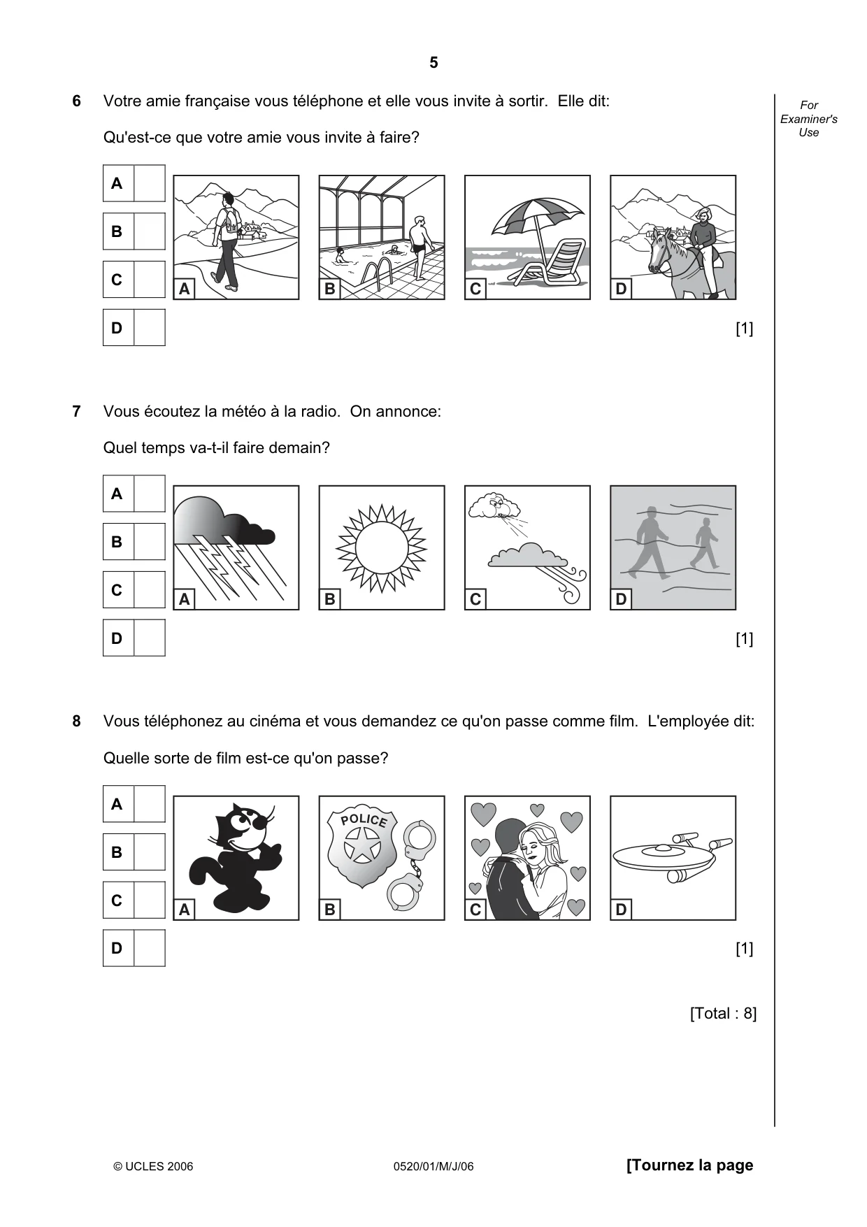 Cambridge IGCSE French - Foreign Language 0520 2006 May/June Paper 1 · Variant 1 question paper, page 5 of 12
