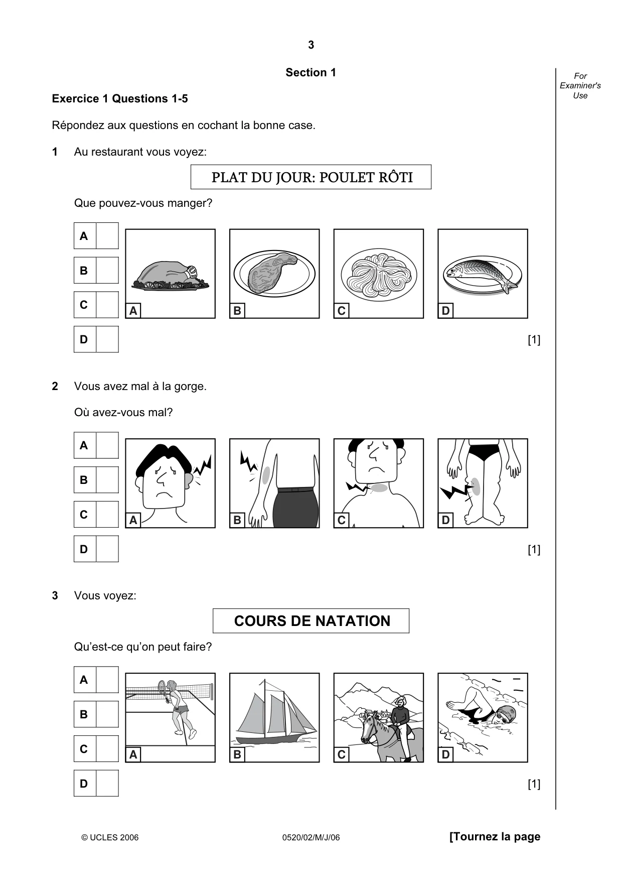 Cambridge IGCSE French - Foreign Language 0520 2006 May/June Paper 2 · Variant 1 question paper, page 3 of 16