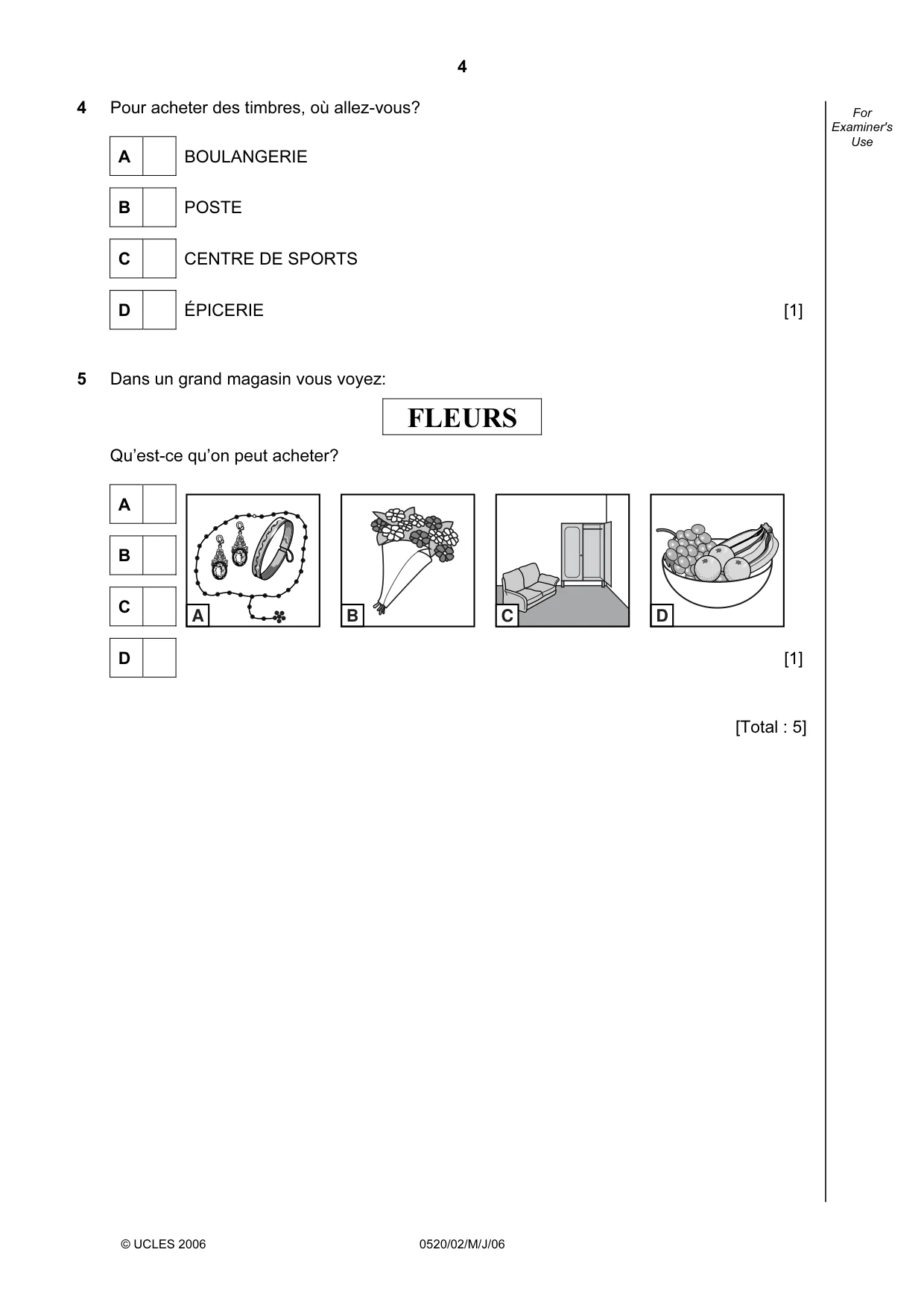 Cambridge IGCSE French - Foreign Language 0520 2006 May/June Paper 2 · Variant 1 question paper, page 4 of 16