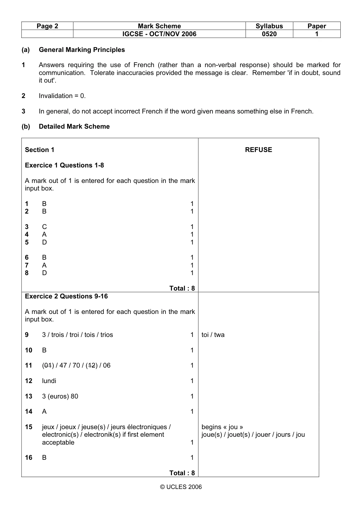 Mark scheme, page 2 of 6