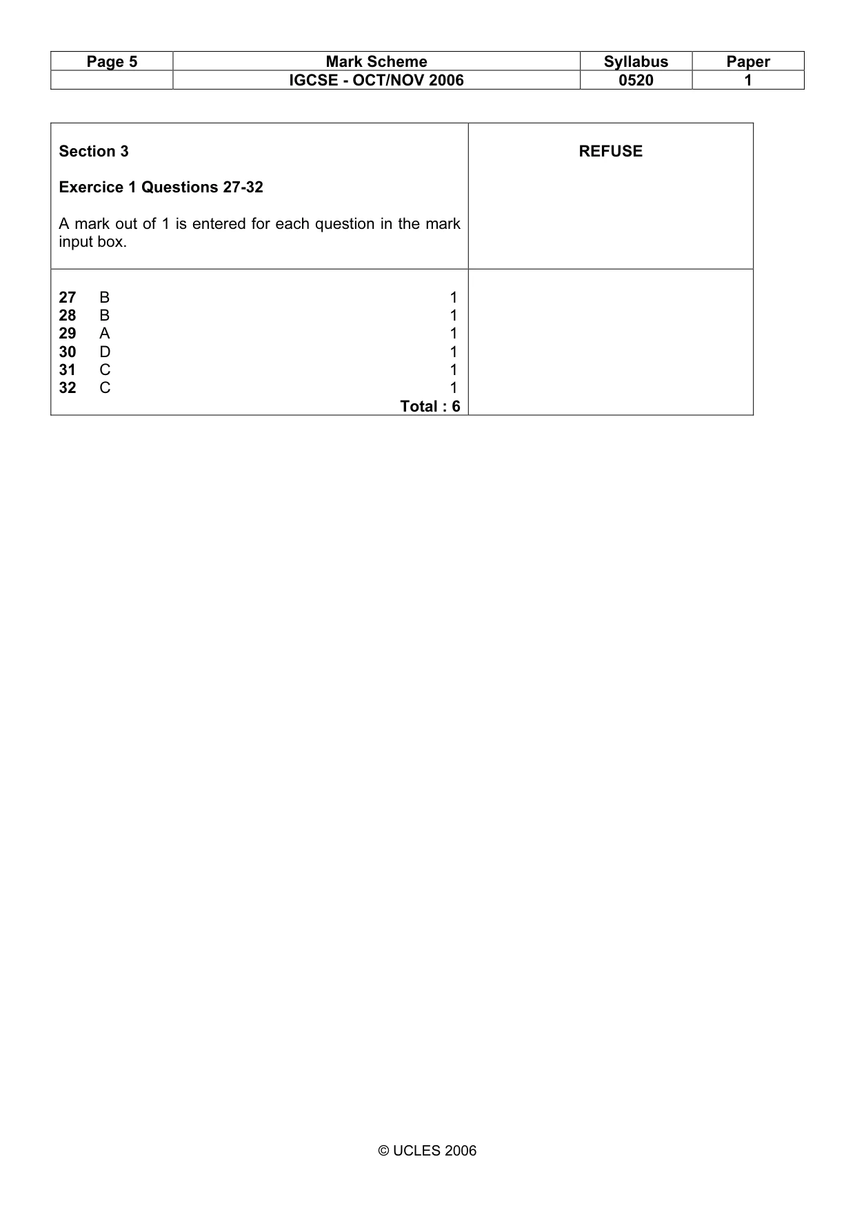 Mark scheme, page 5 of 6