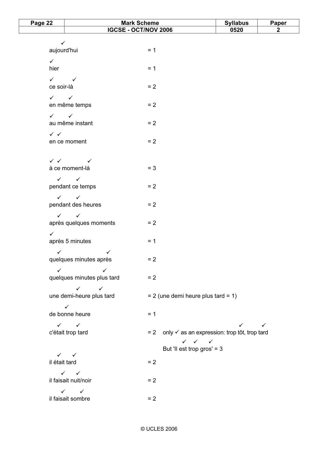 Mark scheme, page 22 of 28