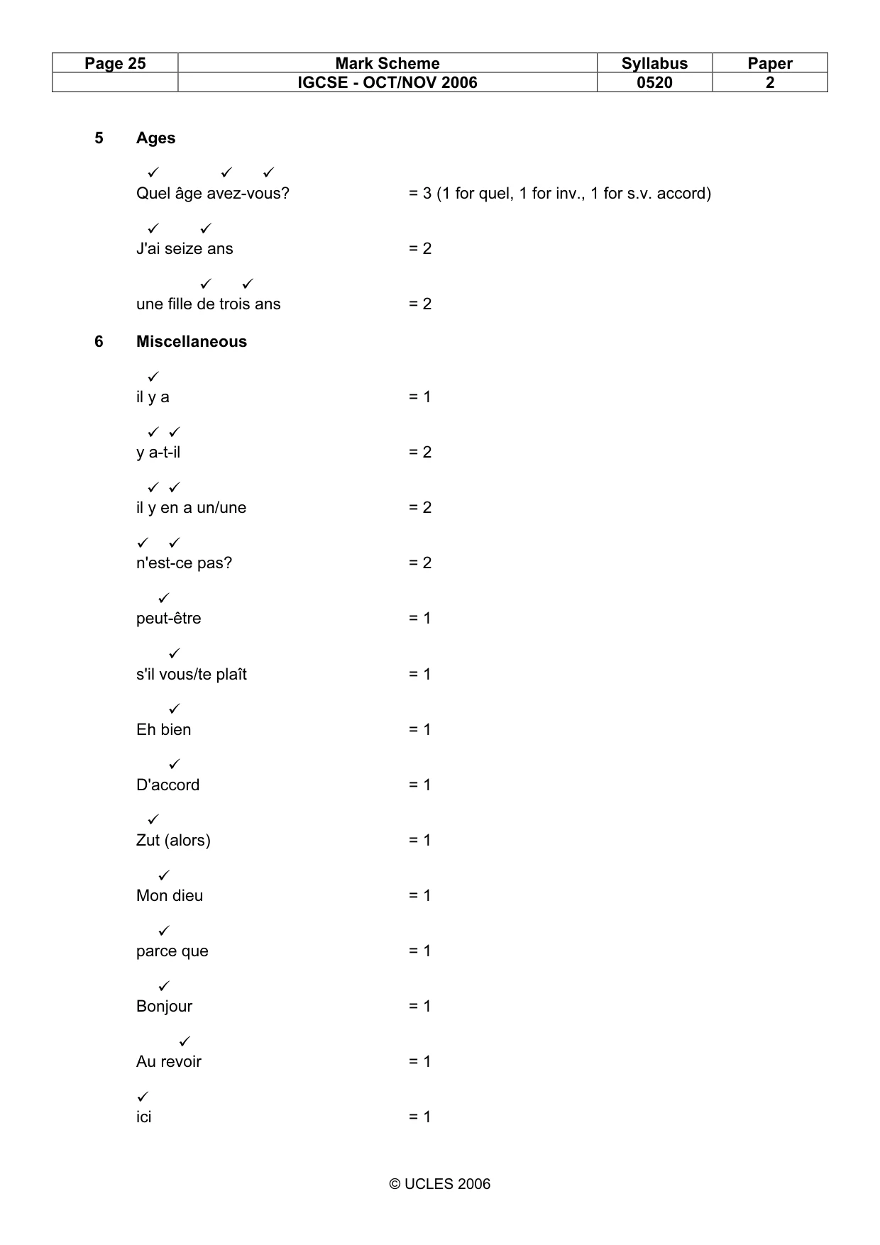 Mark scheme, page 25 of 28