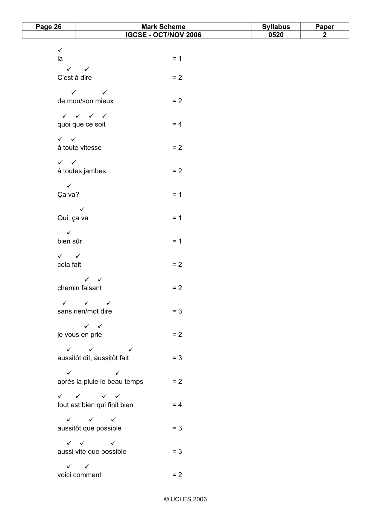 Mark scheme, page 26 of 28