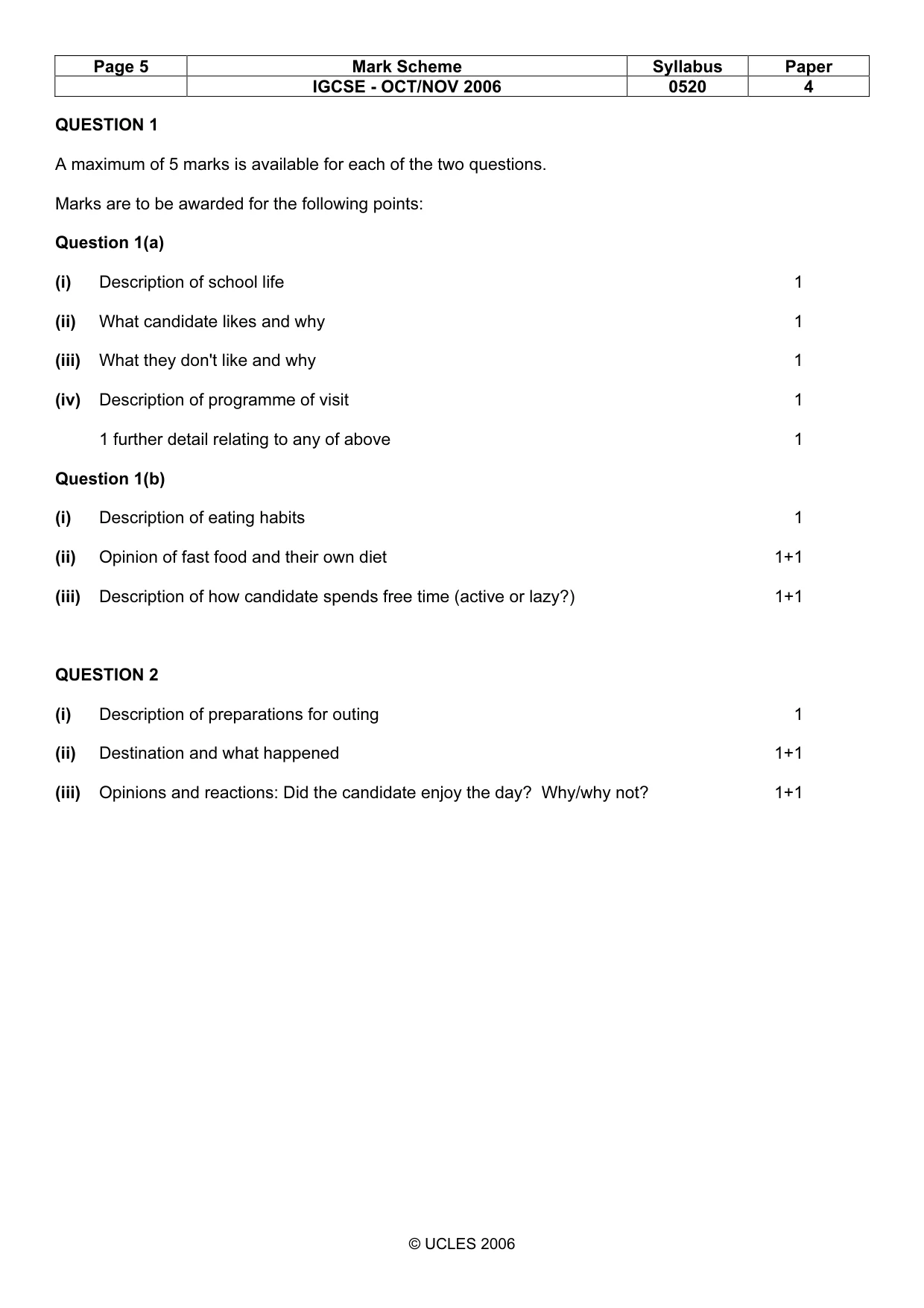 Mark scheme, page 5 of 16