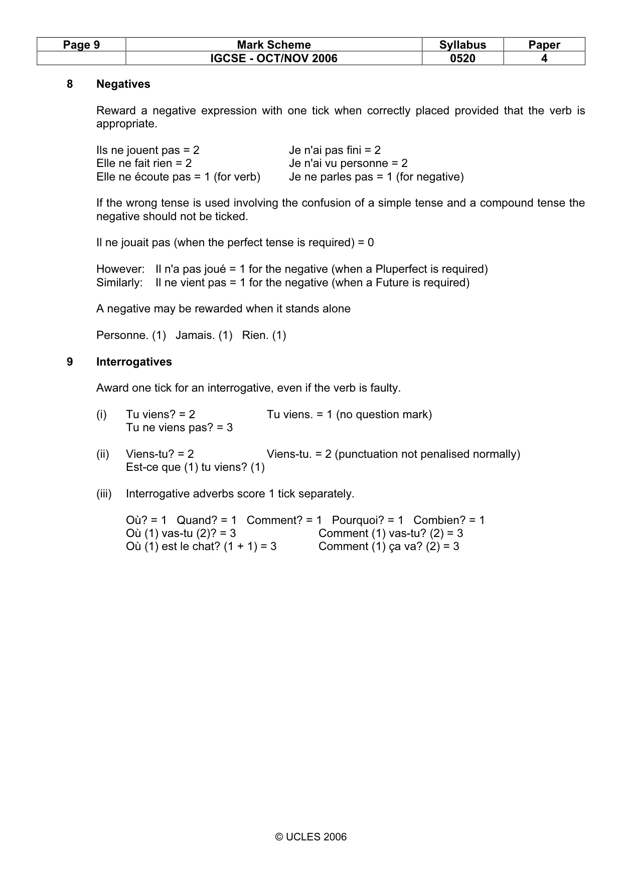 Mark scheme, page 9 of 16