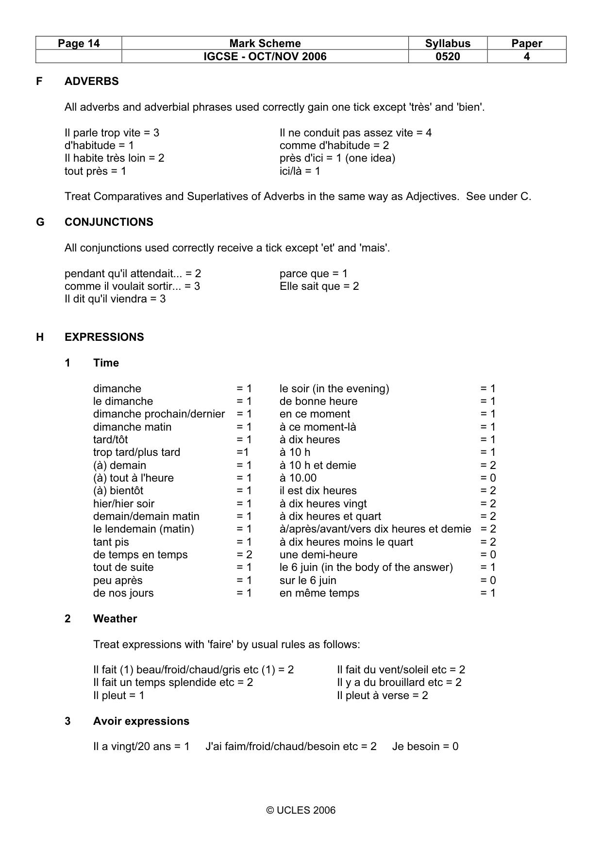 Mark scheme, page 14 of 16