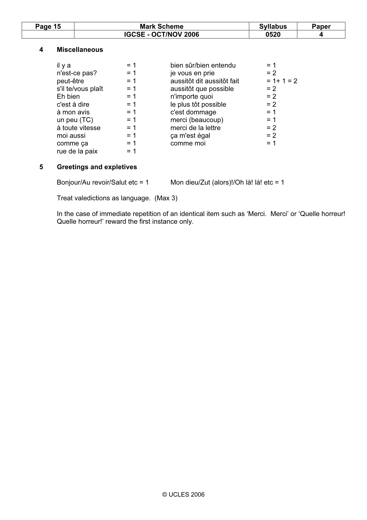 Mark scheme, page 15 of 16