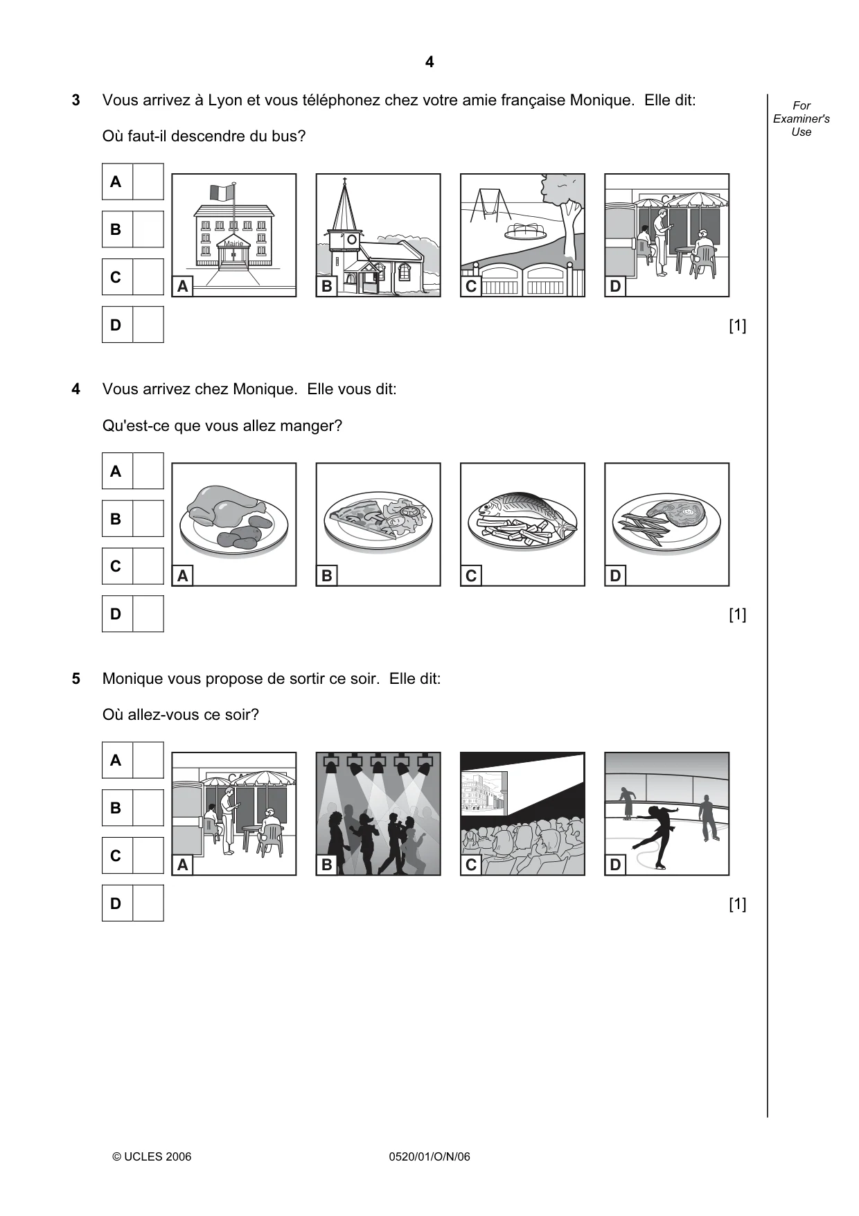 Cambridge IGCSE French - Foreign Language 0520 2006 Oct/Nov Paper 1 · Variant 1 question paper, page 4 of 12