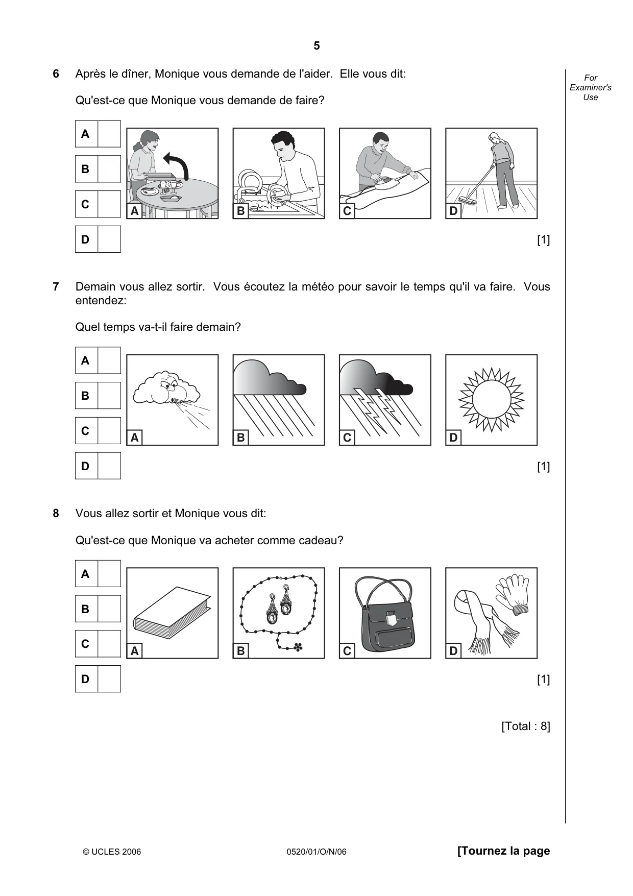 Cambridge IGCSE French - Foreign Language 0520 2006 Oct/Nov Paper 1 · Variant 1 question paper, page 5 of 12