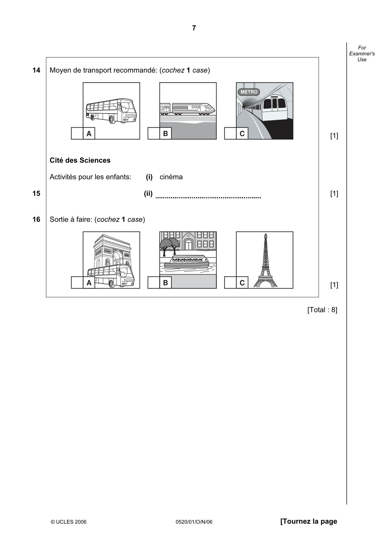 Cambridge IGCSE French - Foreign Language 0520 2006 Oct/Nov Paper 1 · Variant 1 question paper, page 7 of 12