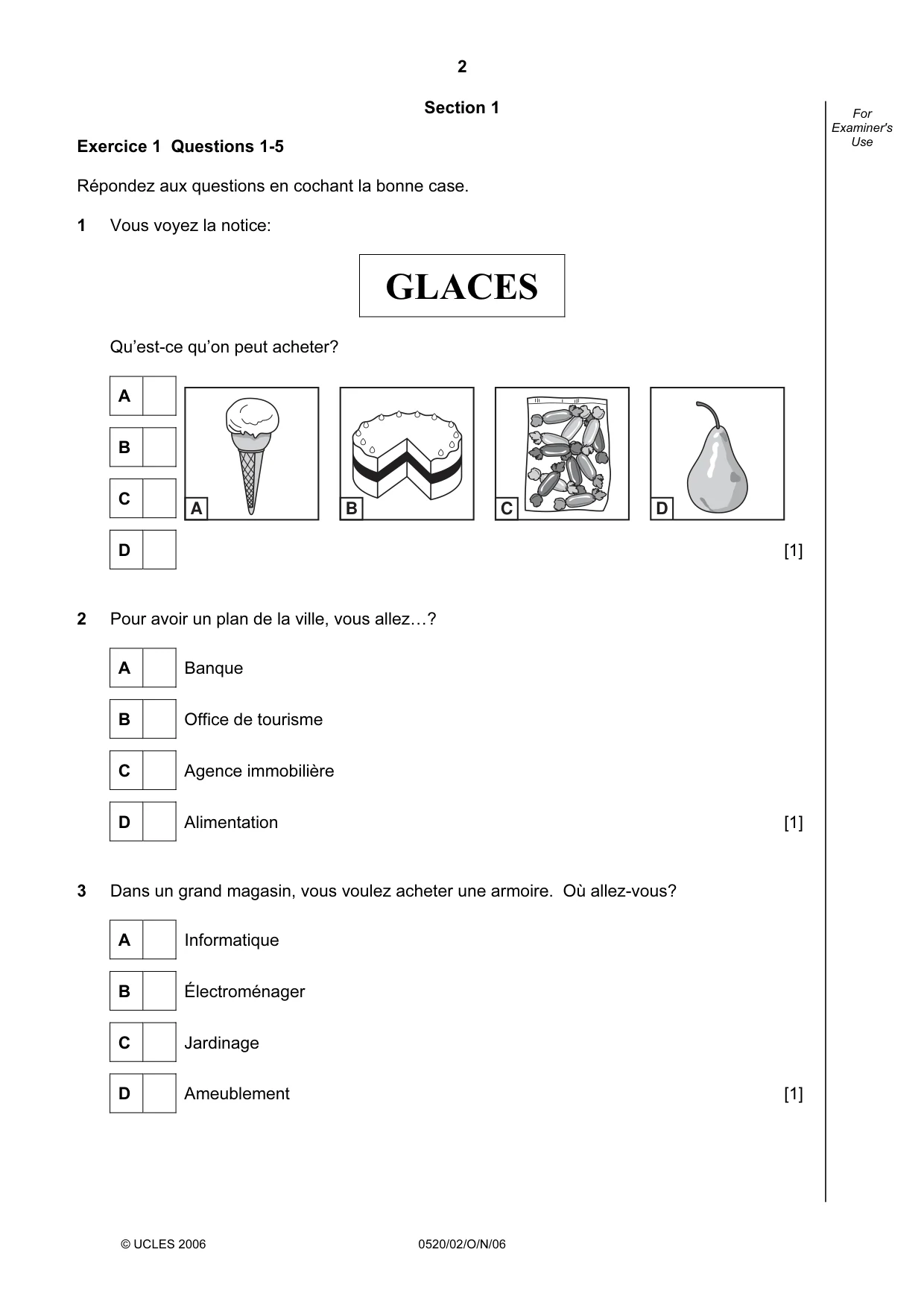 Cambridge IGCSE French - Foreign Language 0520 2006 Oct/Nov Paper 2 · Variant 1 question paper, page 2 of 16