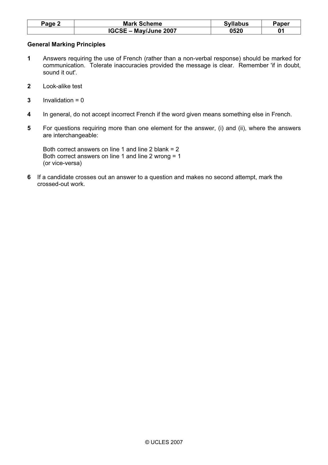 Mark scheme, page 2 of 7