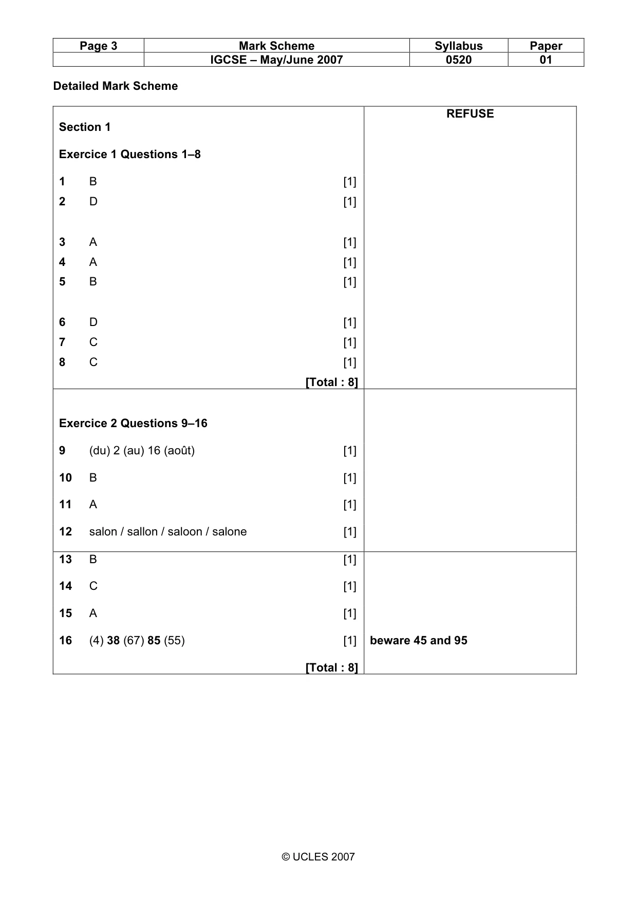 Mark scheme, page 3 of 7