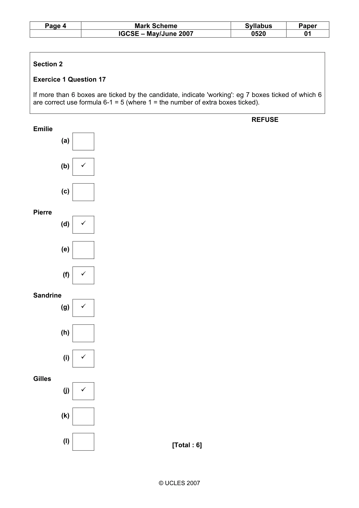 Mark scheme, page 4 of 7