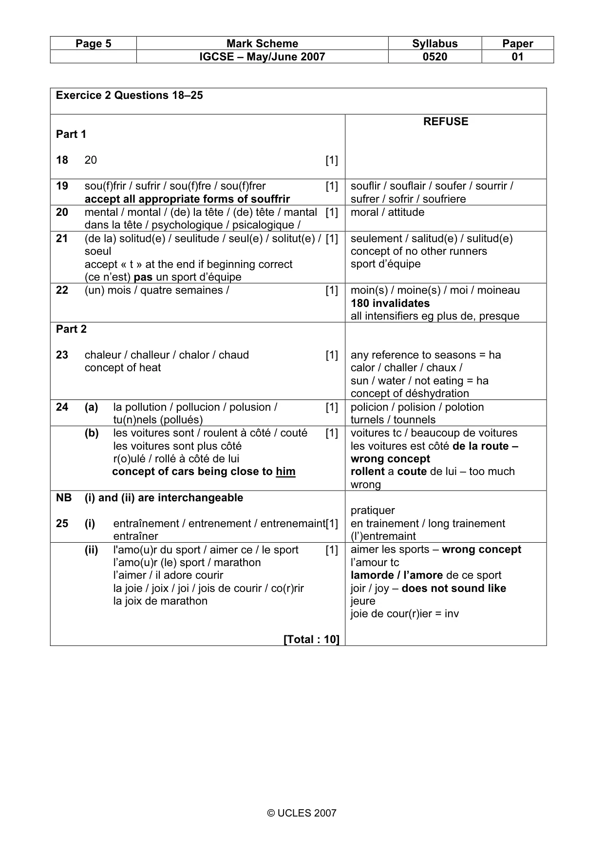 Mark scheme, page 5 of 7