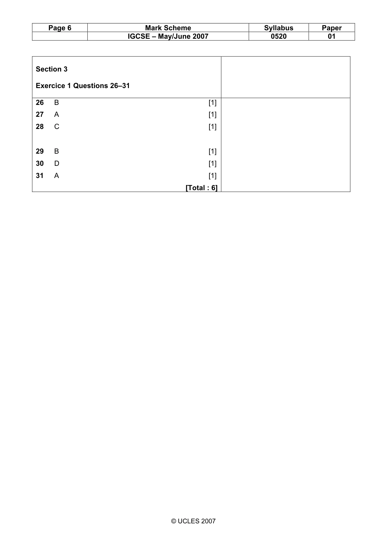 Mark scheme, page 6 of 7