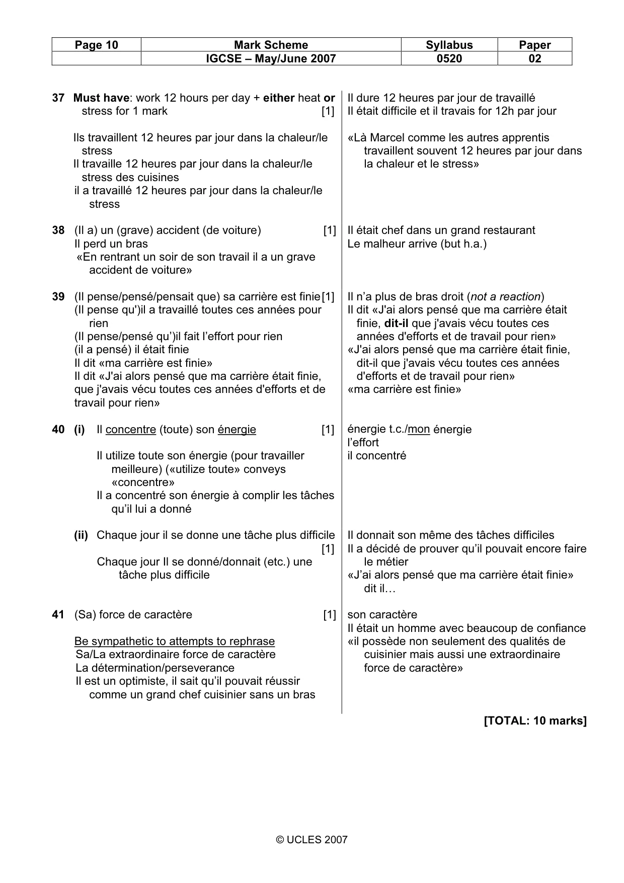 Mark scheme, page 10 of 30