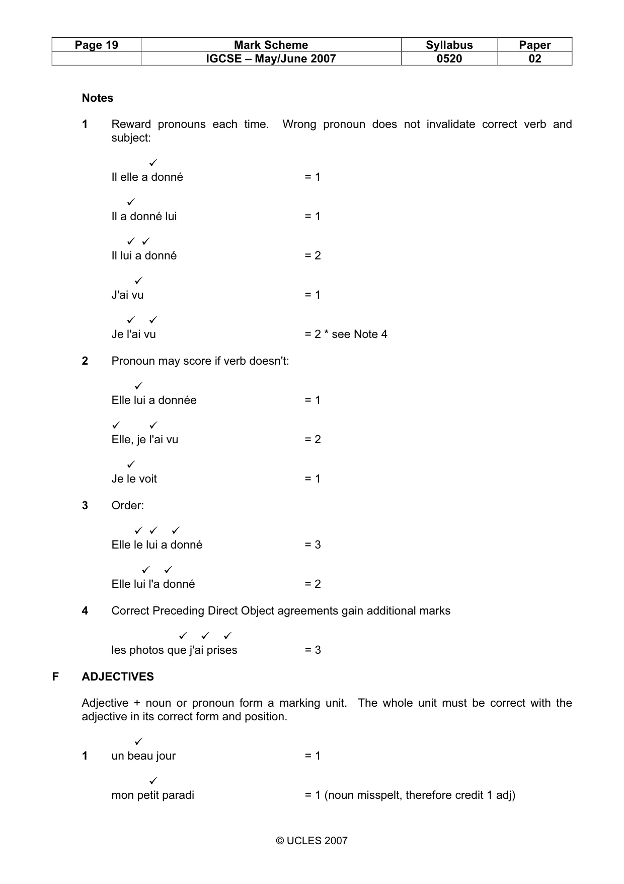 Mark scheme, page 19 of 30