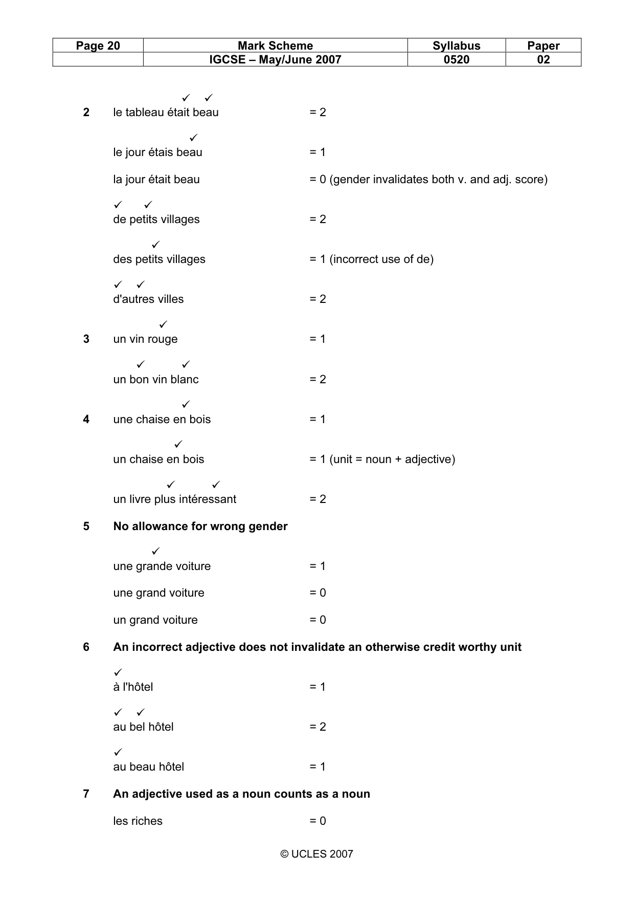 Mark scheme, page 20 of 30