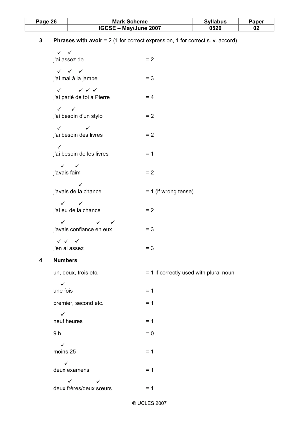 Mark scheme, page 26 of 30