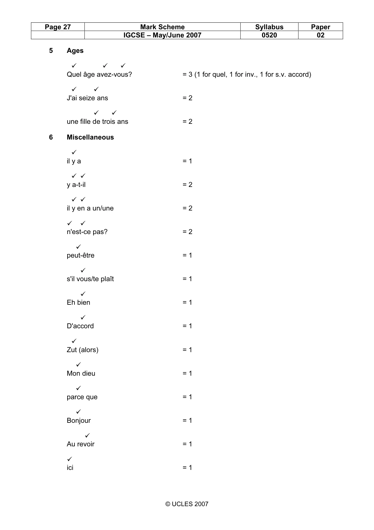 Mark scheme, page 27 of 30