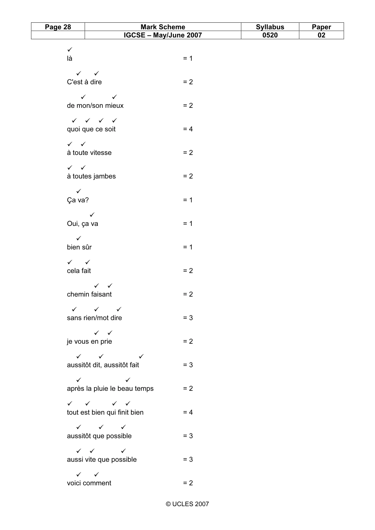 Mark scheme, page 28 of 30