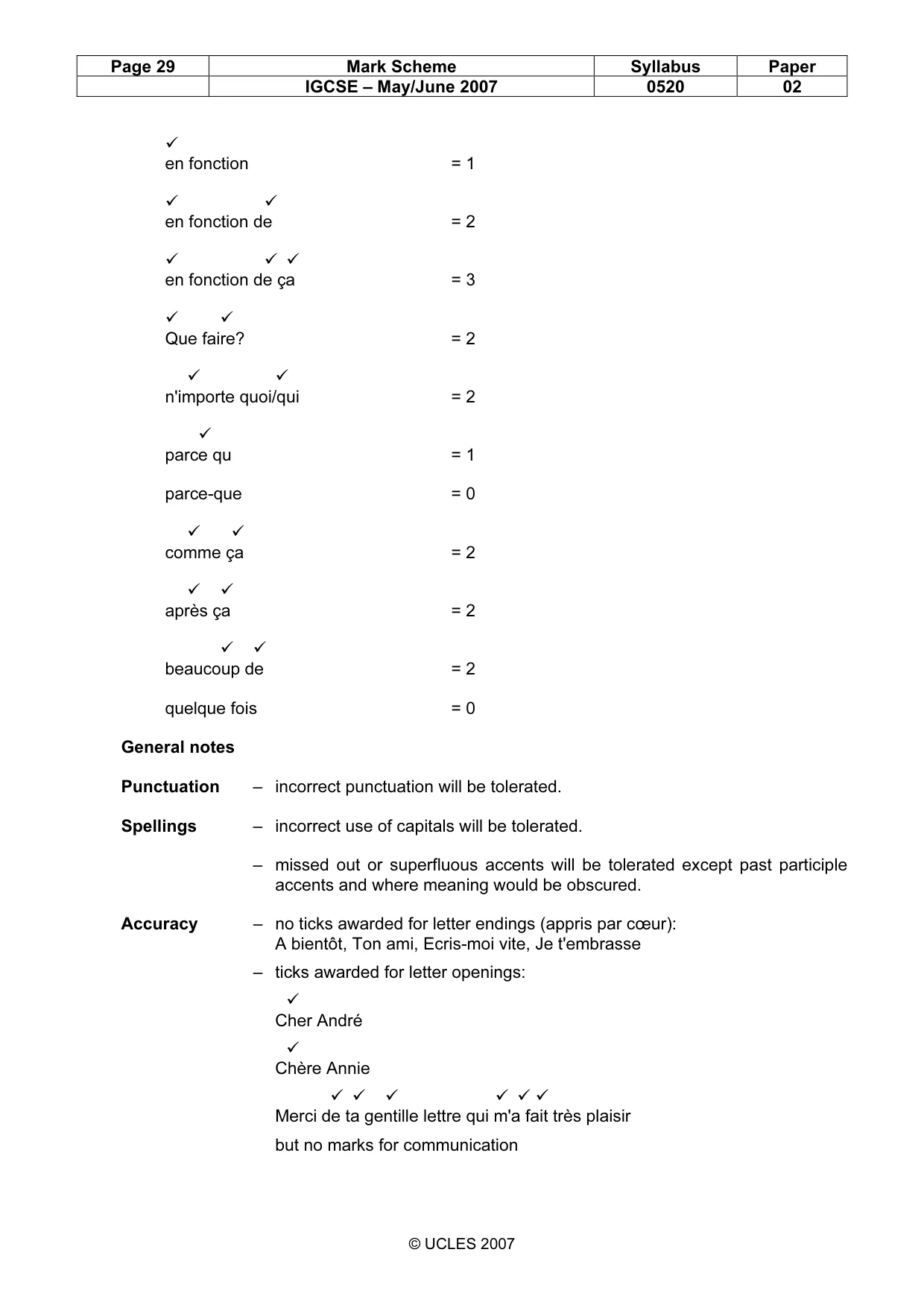 Mark scheme, page 29 of 30