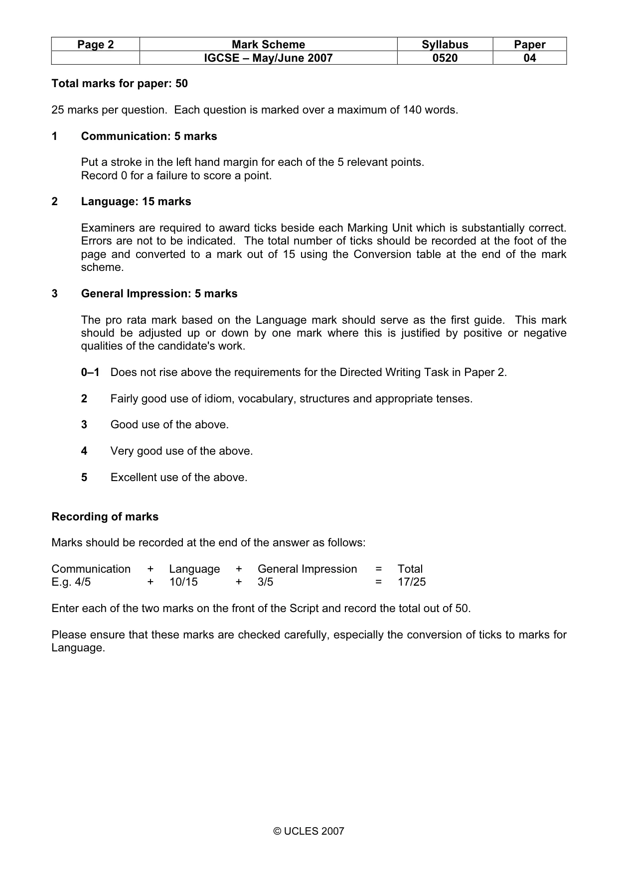 Mark scheme, page 2 of 16