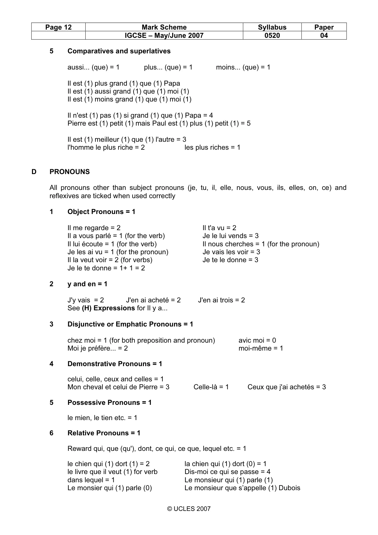 Mark scheme, page 12 of 16