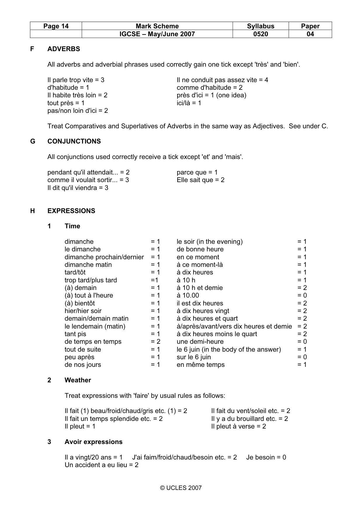 Mark scheme, page 14 of 16