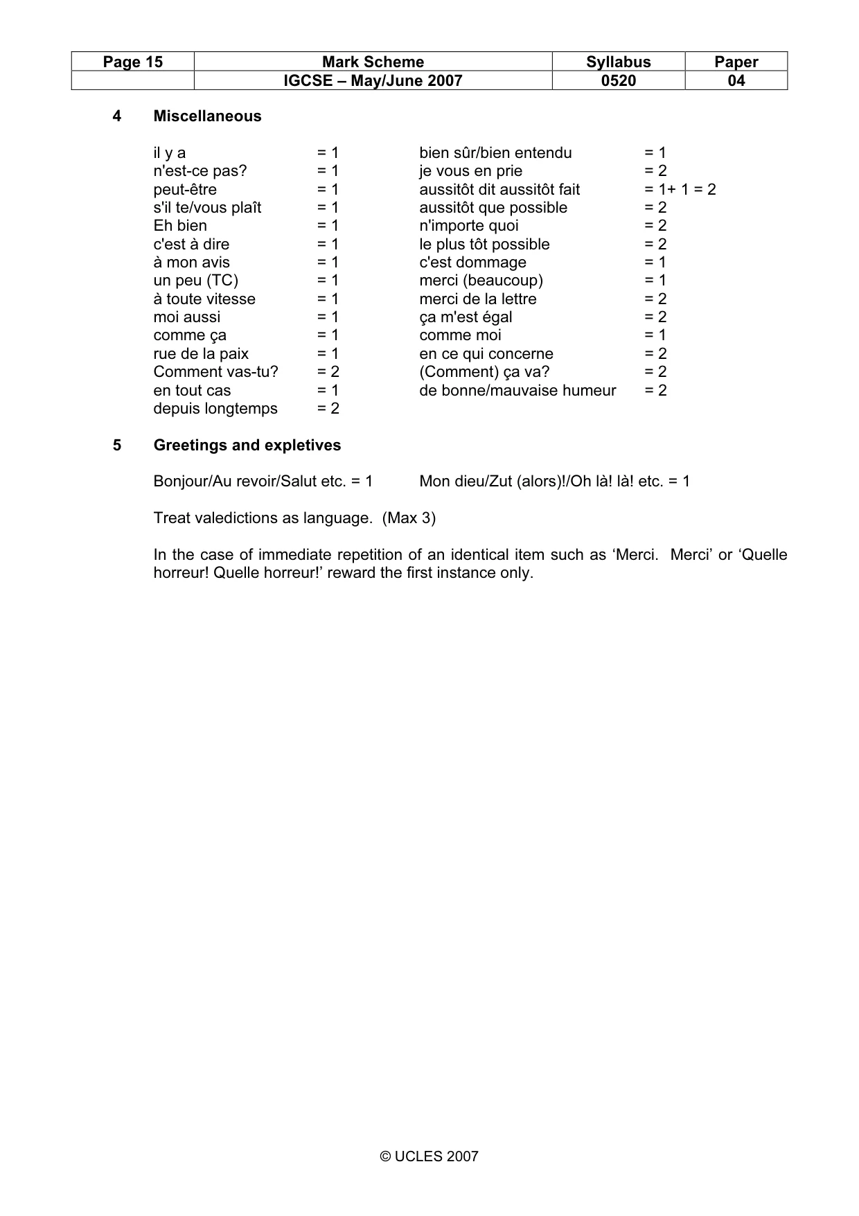 Mark scheme, page 15 of 16
