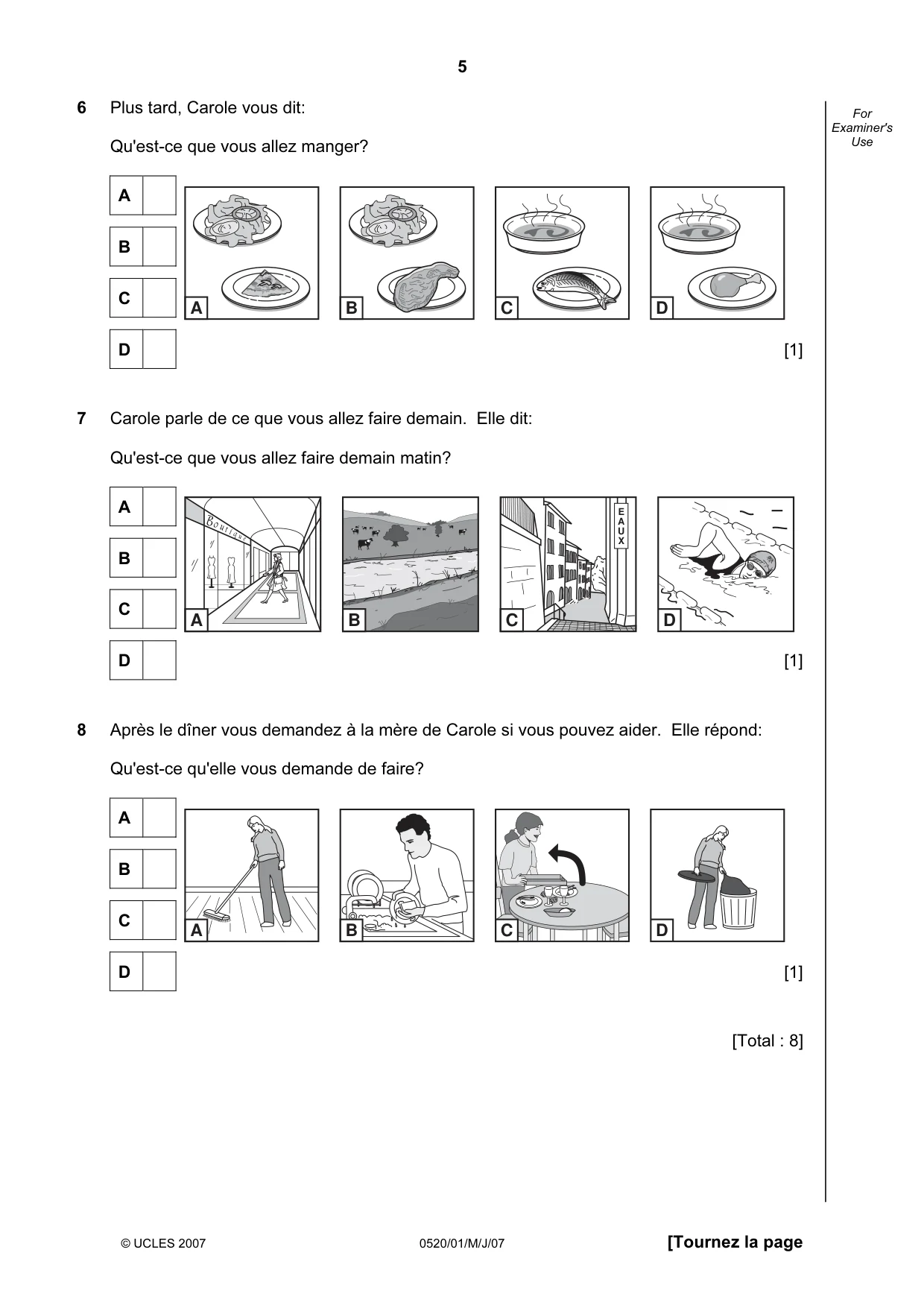Cambridge IGCSE French - Foreign Language 0520 2007 May/June Paper 1 · Variant 1 question paper, page 5 of 12