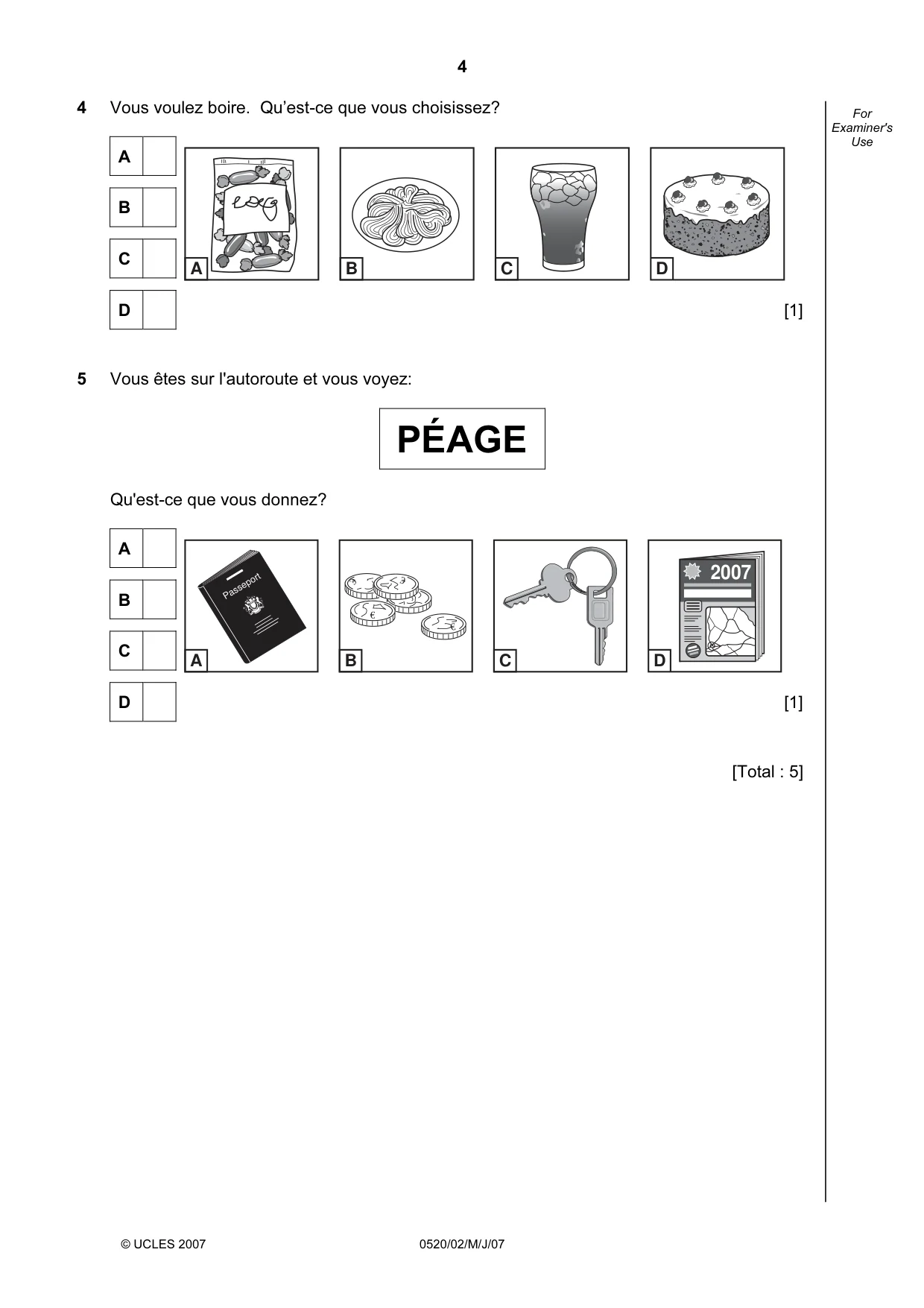 Cambridge IGCSE French - Foreign Language 0520 2007 May/June Paper 2 · Variant 1 question paper, page 4 of 16