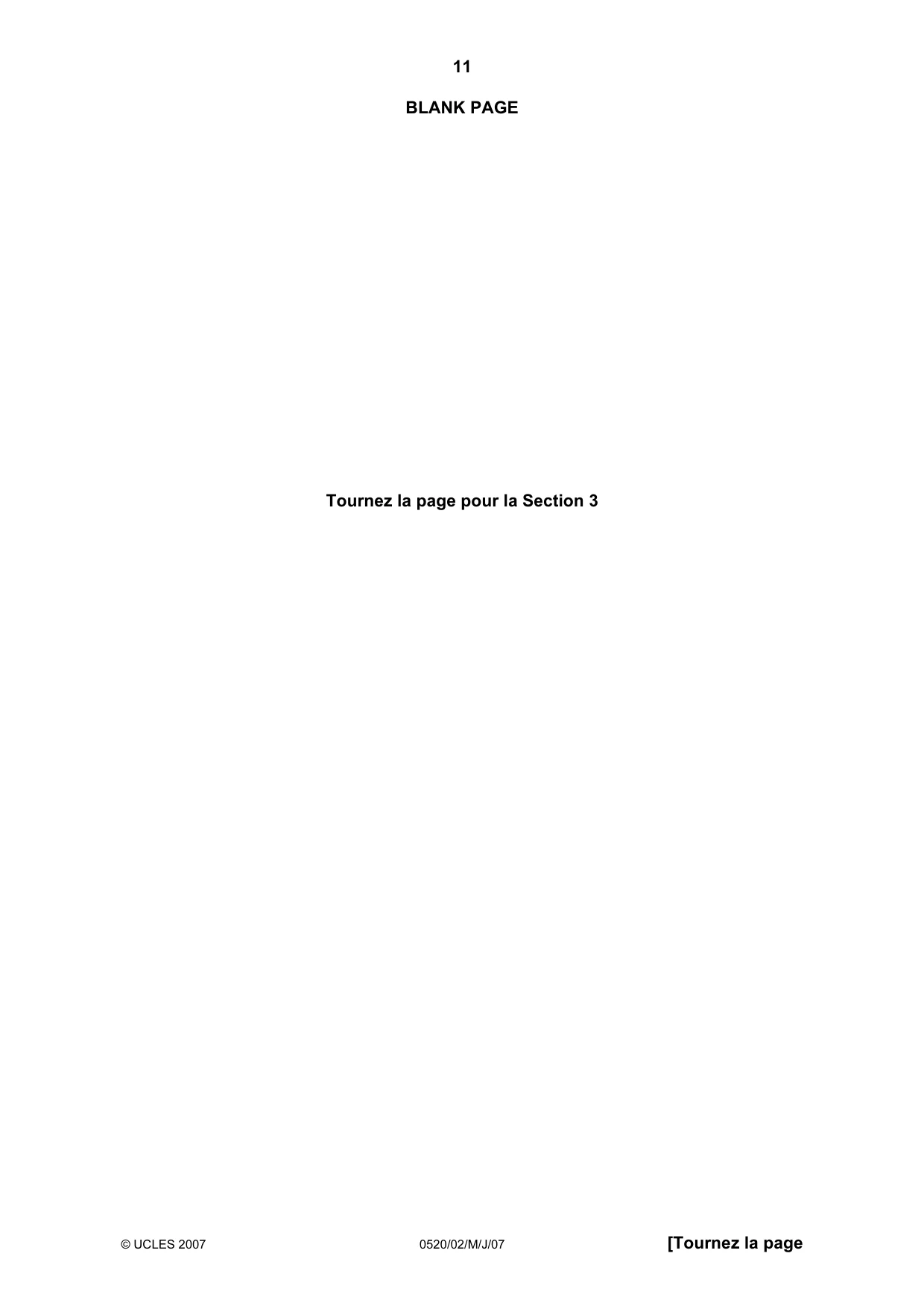 Cambridge IGCSE French - Foreign Language 0520 2007 May/June Paper 2 · Variant 1 question paper, page 11 of 16