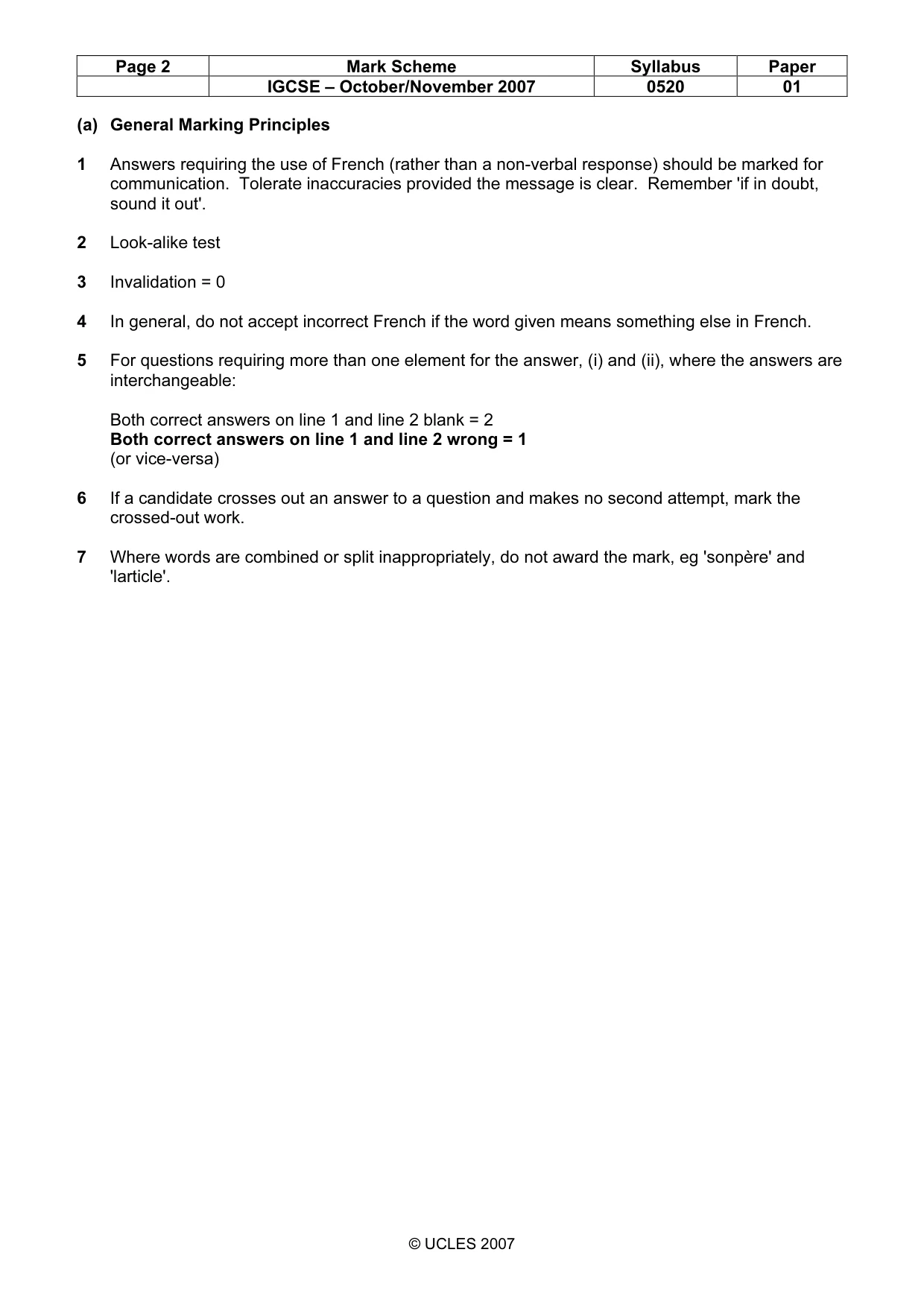 Mark scheme, page 2 of 6