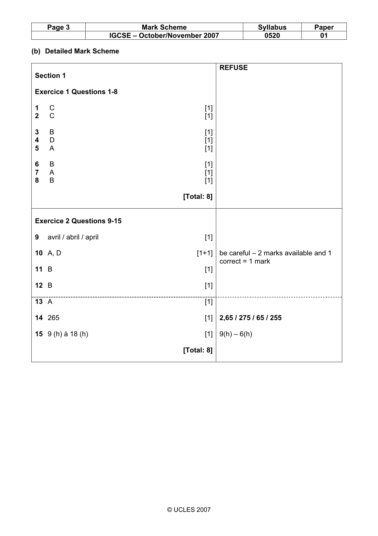 Mark scheme, page 3 of 6