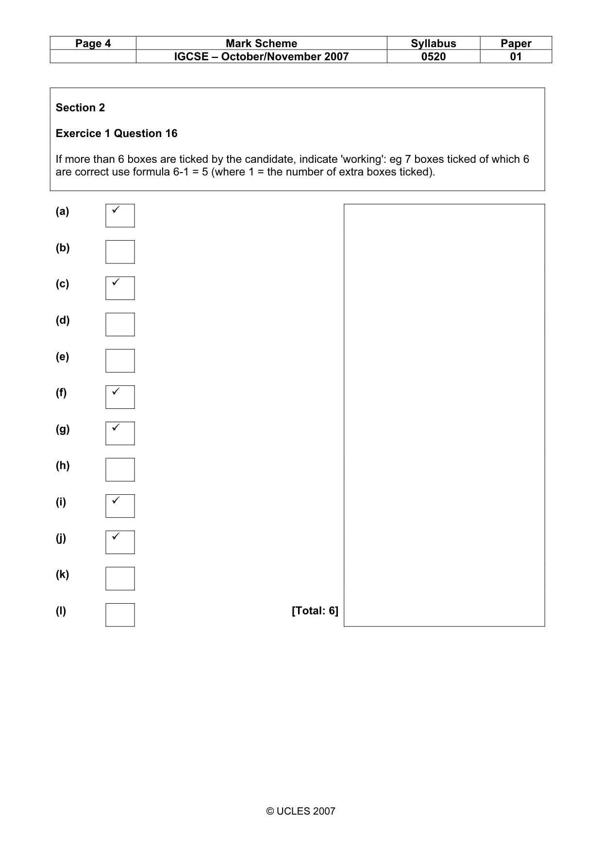 Mark scheme, page 4 of 6