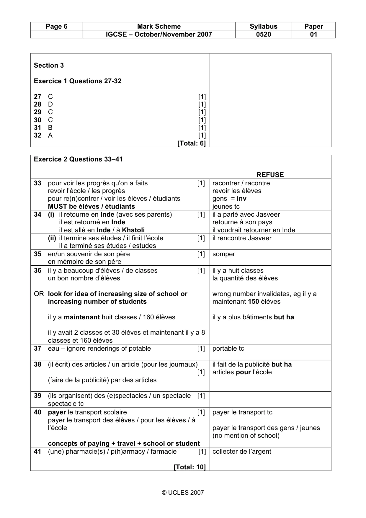 Mark scheme, page 6 of 6
