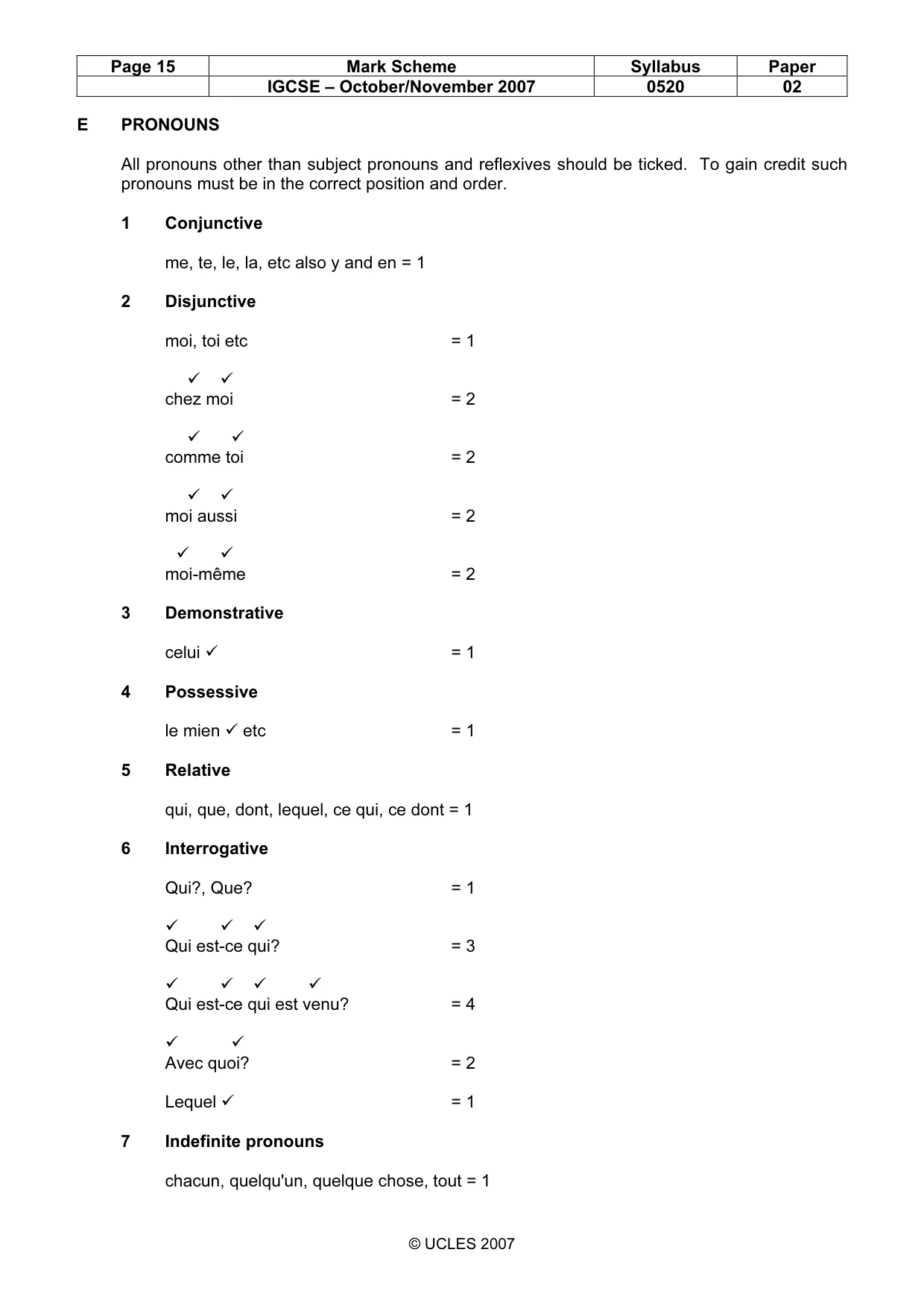 Mark scheme, page 15 of 27