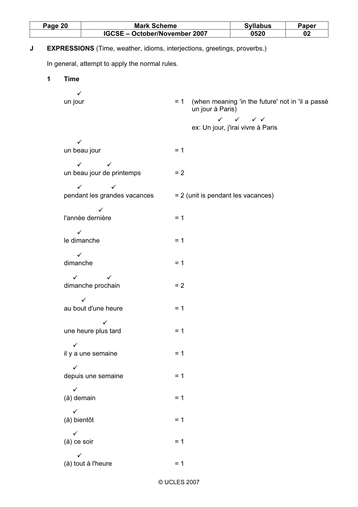 Mark scheme, page 20 of 27