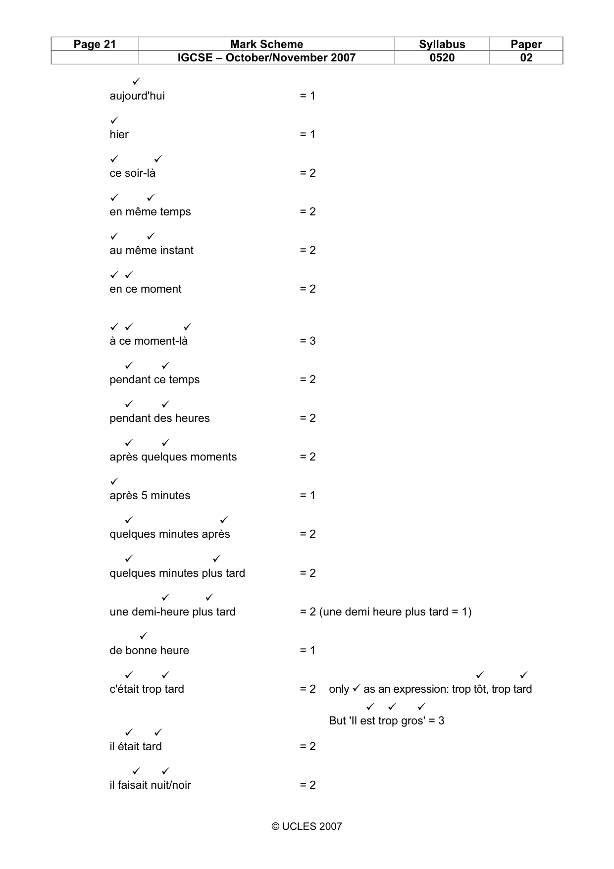 Mark scheme, page 21 of 27