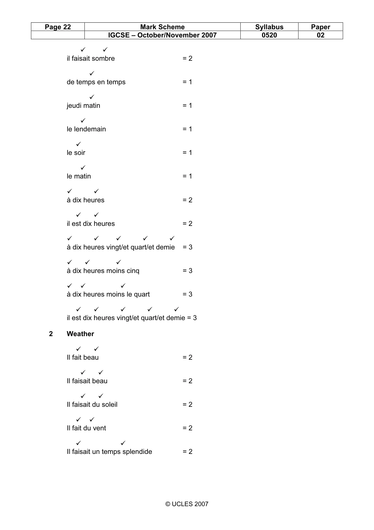 Mark scheme, page 22 of 27