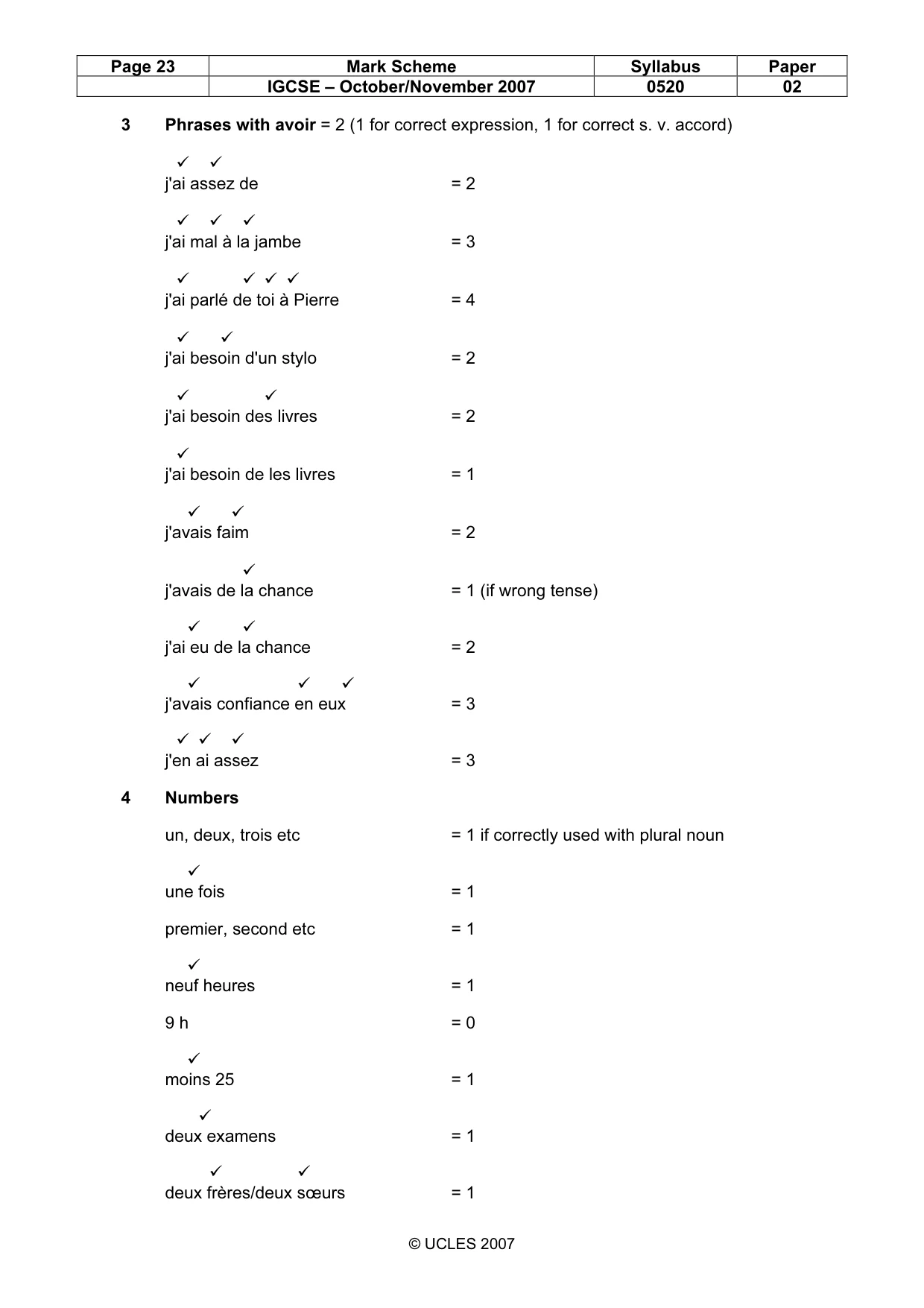 Mark scheme, page 23 of 27