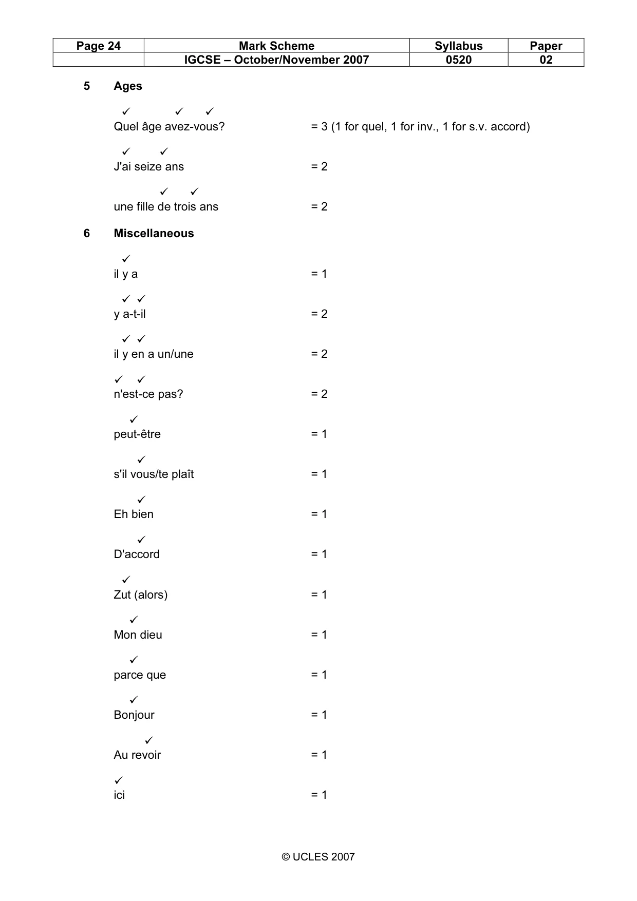 Mark scheme, page 24 of 27